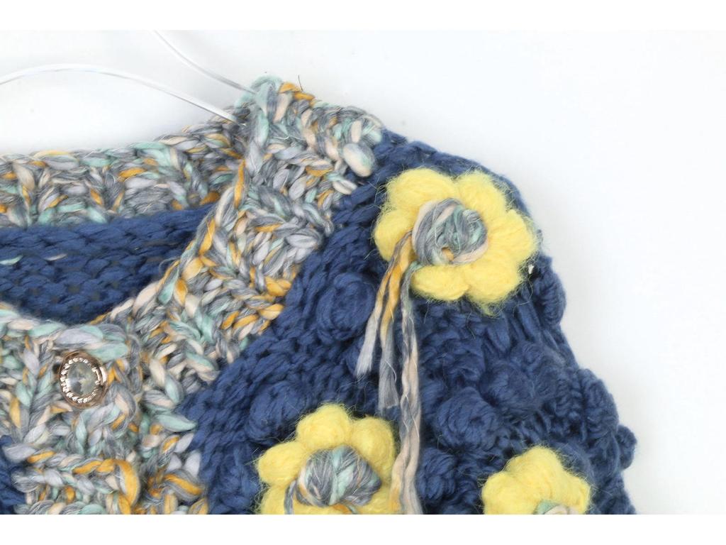 Cozy Color Block Tassel Sweater with 3D Flower Knit Design