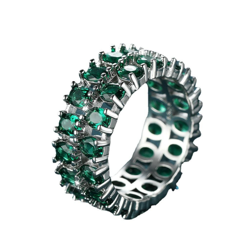 European and American Ring New Fashionable Simple Elegant Double Row Full Diamond Ring Simple