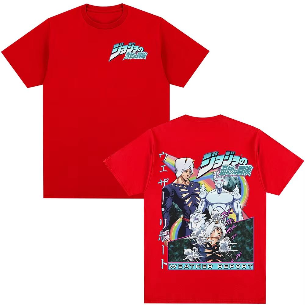 Anime Jojos Bizarre Adventure Part 6 Stone Ocean Weather Report Y2k Graphic Tee Cotton Mens Womens Tshirt Summer Streetwear