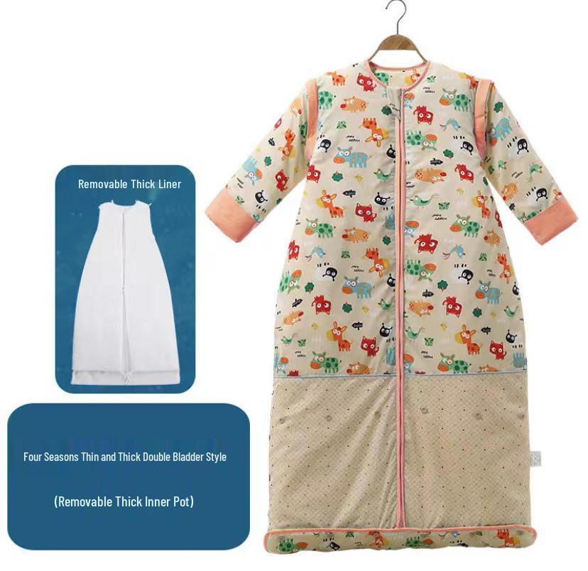 Clearance: Pure Cotton Baby Sleeping Bag – All-Season, Thick, Anti-Kick Quilt for Mid-Large Children with Free Shipping!