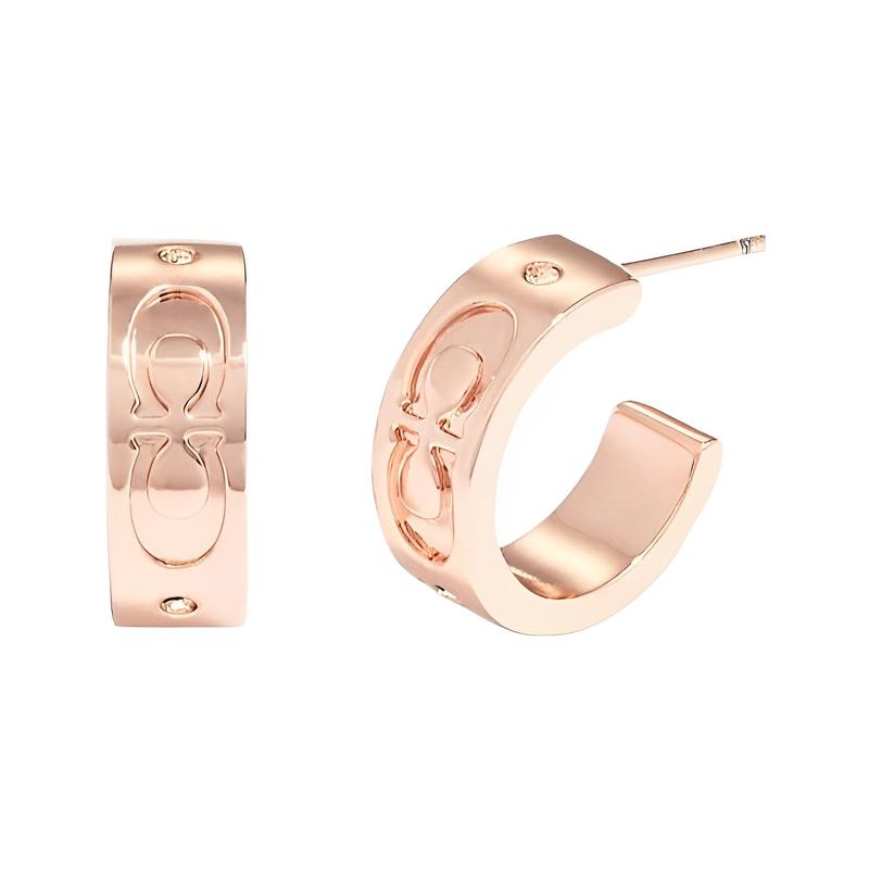 COACH Double C Pattern Retro Earrings Women s Rose Gold