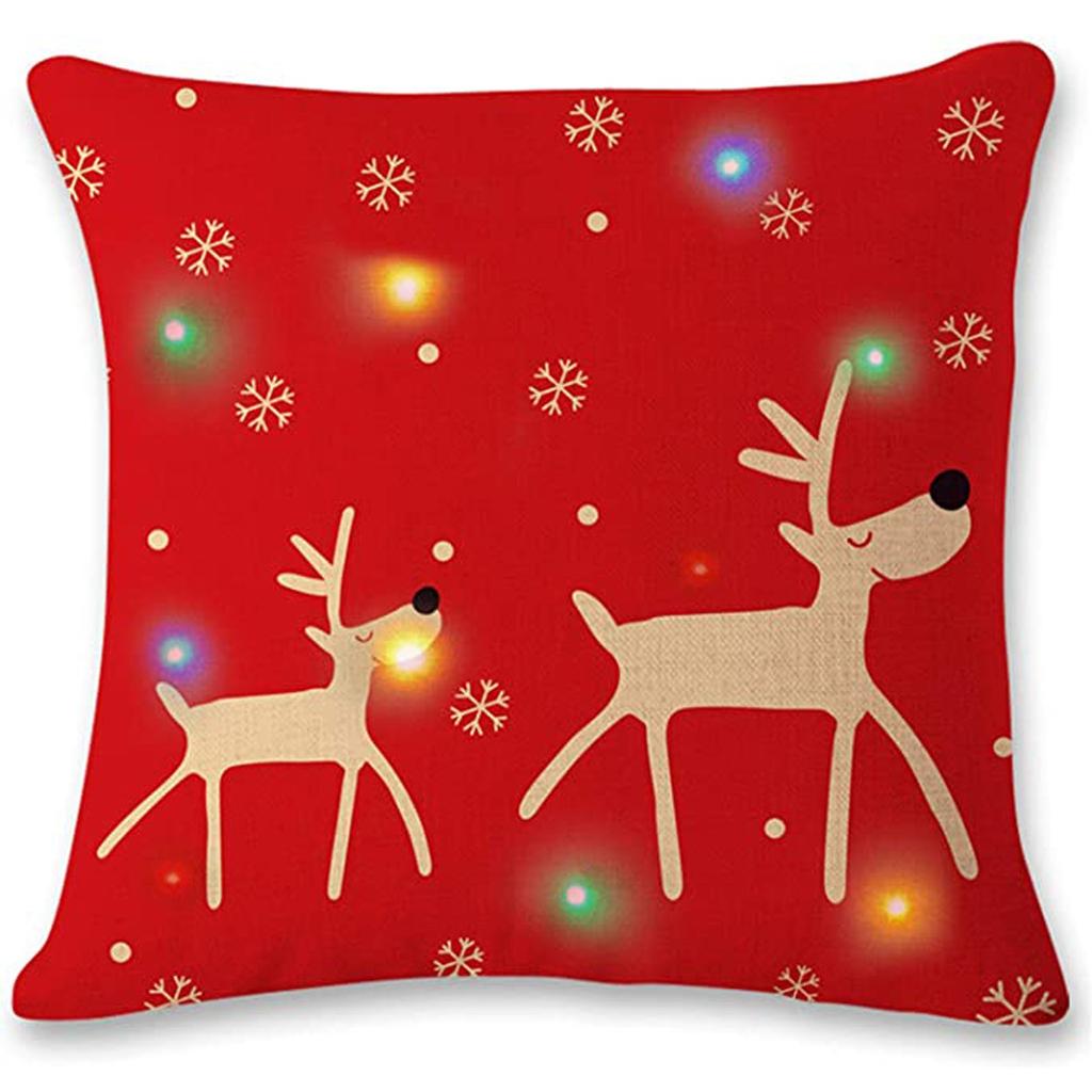 Christmas Lighting LED Cushion Cover Home Decor Throw Pillowcase Sofa Flashing