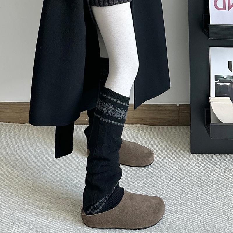 Korean Fair Isle Women'S Socks Autumn And Winter Pile Socks Thick Yarn Knitted Warm Calf Sleeves