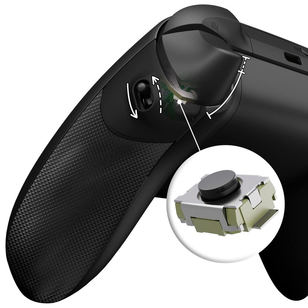 eXtremeRate Flexor Clicky Rubberized Side Rail Grip Trigger Stop Kit for Xbox Series X S Diamond Textured Ergonomic Trigger Stopper Handle Grip for