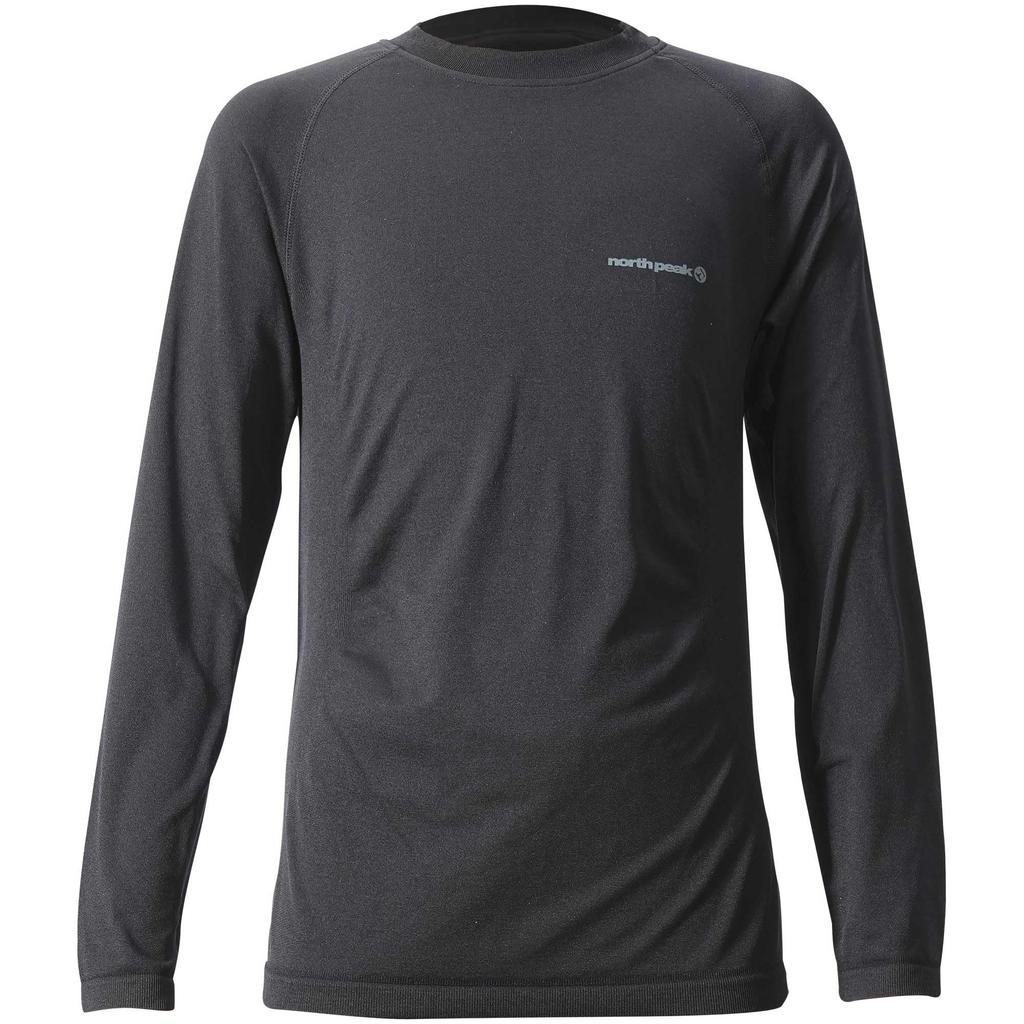 North Peak Long Sleeve Inner Shirt for Kids and Hollow Fiber NP-8084 Black, 120cm, Juniors, Warm, Absorbent, Quick-Drying,