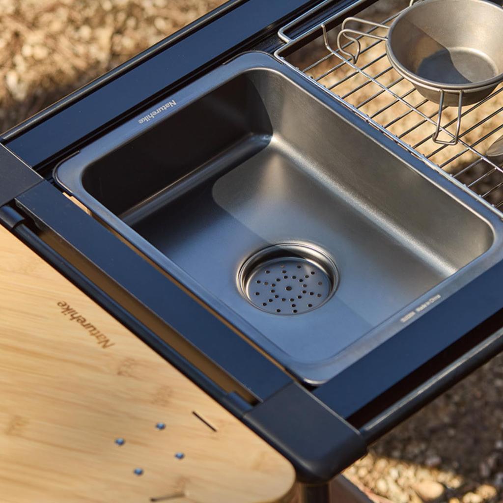 Naturehike Outdoor Camping IGT Zlewozmywak Stal nierdzewna 304 Odporny na rdzę i plamy Umywalka Kombinacja IGT Duża pojemność 6L Przechowywanie wody Korek odpływowy