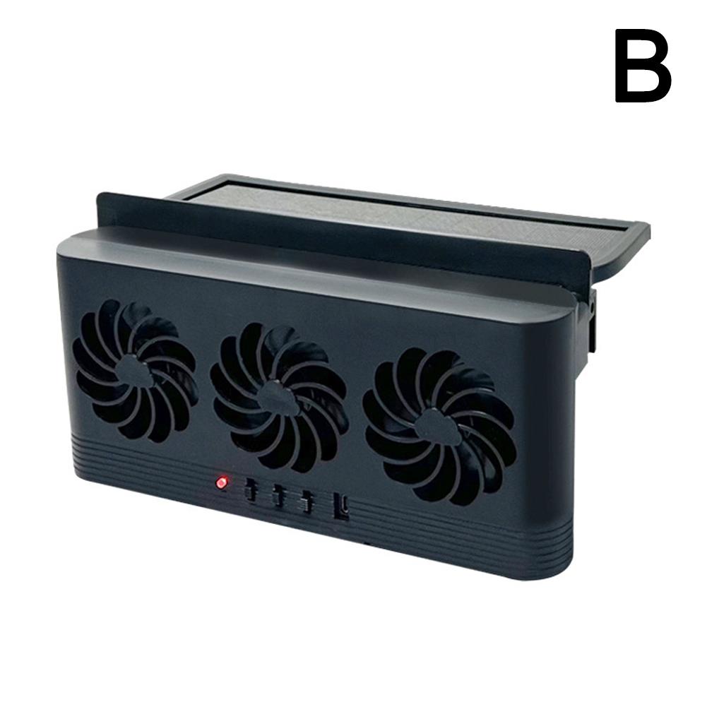 Upgrade Solar Powered Fan Car Cooler Front/Rear USB Charging Window Radiator Exhaust Fan Auto Air Vent Fan Ventilation Radiator