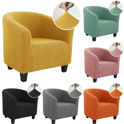 1Pc Solid Color Tub Armchairs Chair Cover Polar Fleece Anti-Dirt Single Sofa Covers Stretch Couch Slipcover For Living Room Club