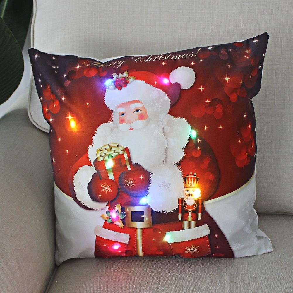 45cm LED Verlichte Kerst Kussenhoes Feestelijke Decoratieve Kussensloop Met Lampjes Voor Huis Vakantie Decoratie 45x45cm gray