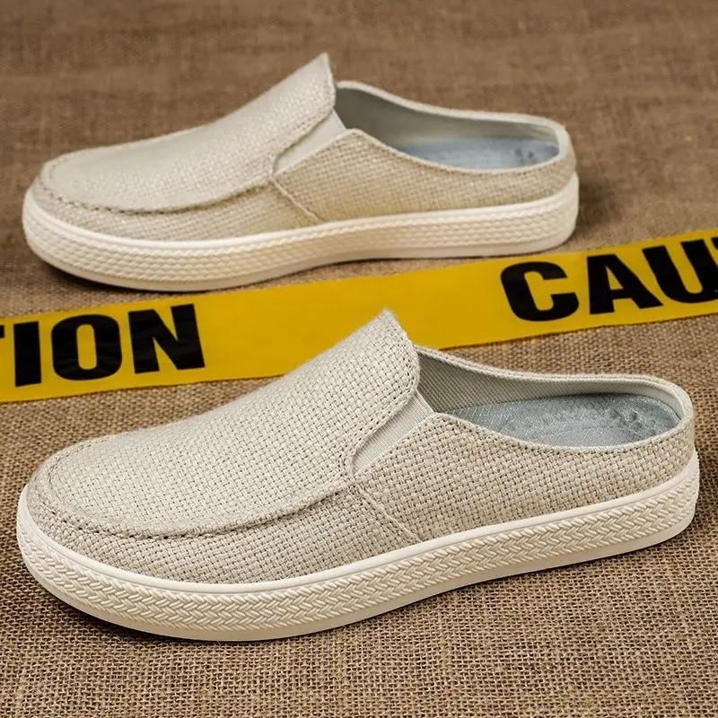 Sandals Man Mules Outdoor Flat Half Slippers for Men Original Elegant Y2k Designer Luxury 2025 Style Low Price Summer Sale Shoes