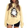 Women's Comfortable Casual Sweatshirt with Long Sleeve, Round Neck, Loose Fit, Small Halloween Print and Color Options