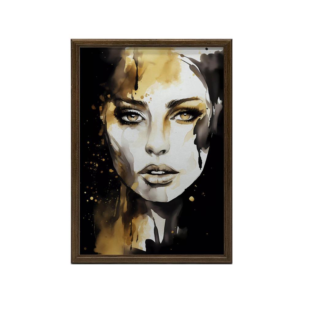 Portret Kobiety - Czerń I Złoto Portret Kobiety - Czerń I Złoto, 50X70 Cm, Bez Ramy, Płótno Premium Na Blejtramie