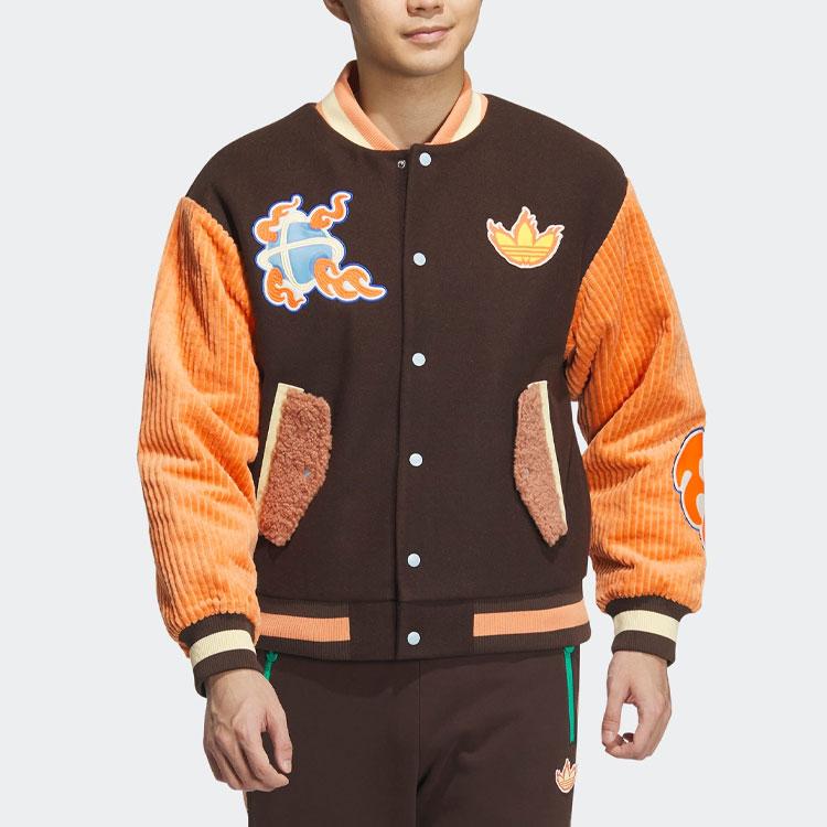 Adidas Originals X Melting Sadness Trefoil Chinese New Year Edition Cartoon Rabbit Applique Single-Breasted Baseball Jacket Unisex Outerwear HY7247