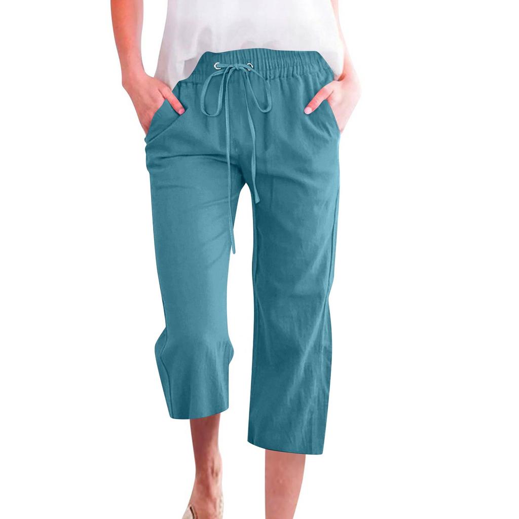 Women's Casual And Fashionable Solid Color Loose Pants With Pocketes