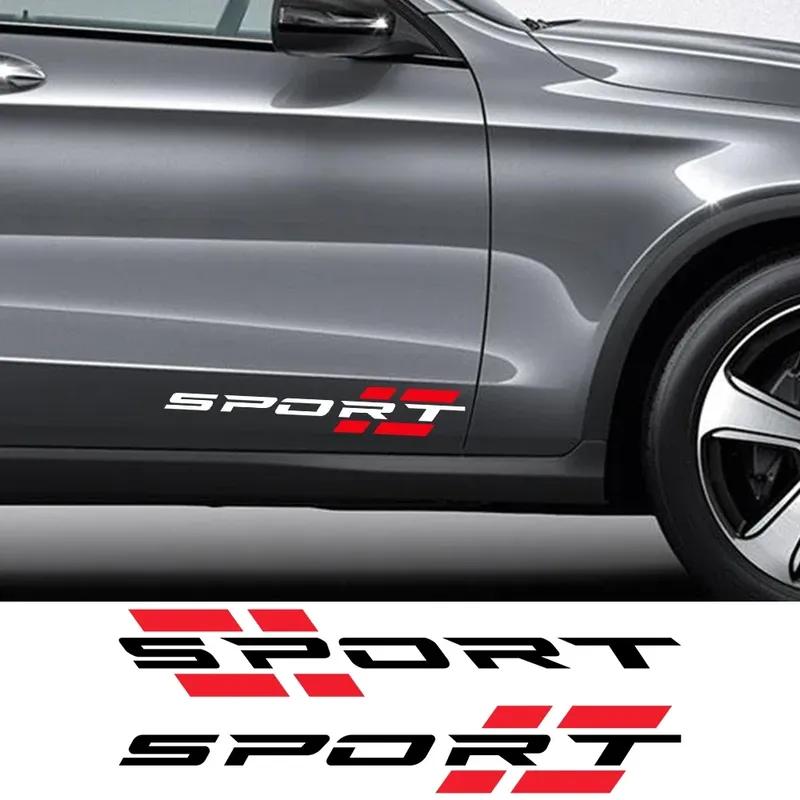 2PCS Car Body Side Skirts Sport Letters Stickers Vinyl Film Decals PVC Self-adhesive Car Body Exterior Decoration Accessories