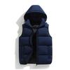 Hooded Vest Men Casual Waistcoat Sleeveless Padded Jacket Couples Detachable Hat  Zipper Pockets Down Jackets Men Outwear