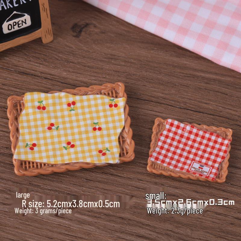 Korean Style Mini Plaid Tray & Food Toy Ornaments - Handmade Resin Hair Accessories
