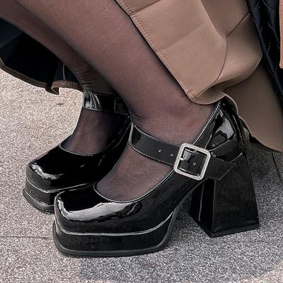 Sapatos de salto alto femininos plataforma tamanho grande 46 Lolita Mary Janes Lolita elegantes preto vermelho rosa sapato de casamento para meninas