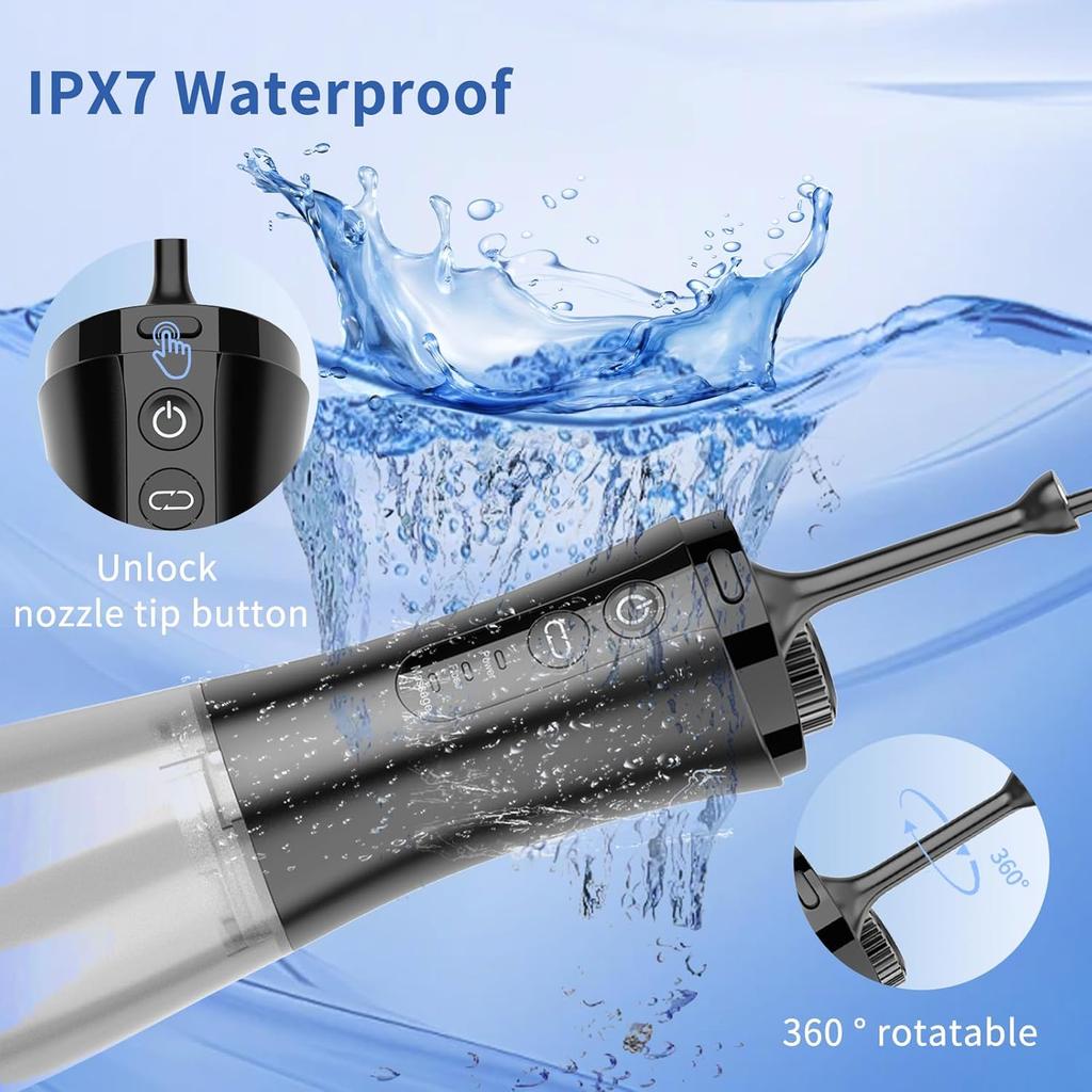 Water Flosser Oral Irrigator with Camera for Teeth, Visual Water Dental Flosser with 3-Nozzle, Rechargeable Black Water Flosser