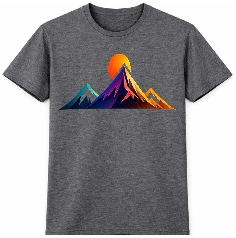 Mountain Sunset T Shirt Colorful Range Landscape Adventure Hiking Graphic Tee