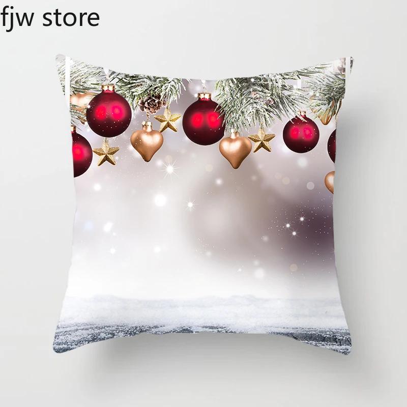 Christmas New Year Decoration Pillowcase  Ball Pendant Printed Throw Pillow Cover Sofa Cushion  Home