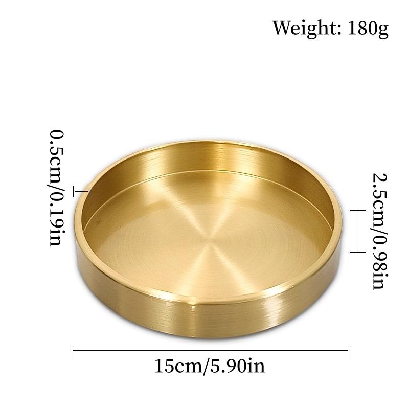 Multiple Sizes Polishing Brushed Texture Circle Shape Tray,Brass Tea Disc Home Cheese Food Plate,Snack Disc Table Decoration