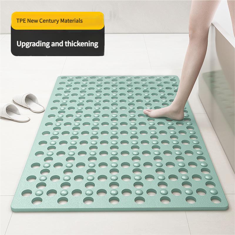 Anti-Slip Shower Mat PVC Suction Cup Pad Bathroom Floor Grip Drainage Holes Massage Foot Mat Waterproof Safety Flooring