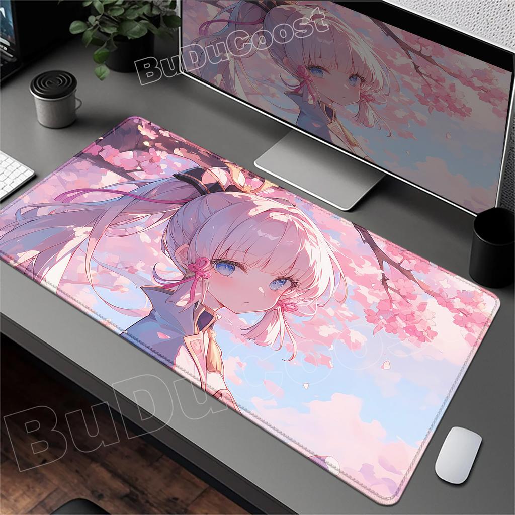 Beautiful Kamisato Ayaka Genshin Impact Mouse Pad Large Desk Mat Keyboard Office Rubber Game PC Non-slip Mousepad XXL Accessorie