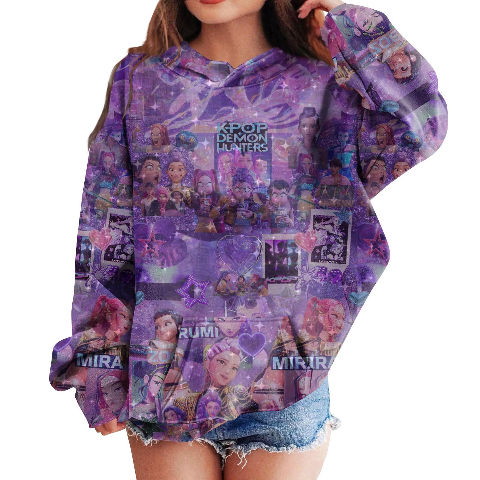 

Толстовки для девочек-подростков Худи с длинным рукавом и кулиской Пуловер Милый худи с принтом Топ 140