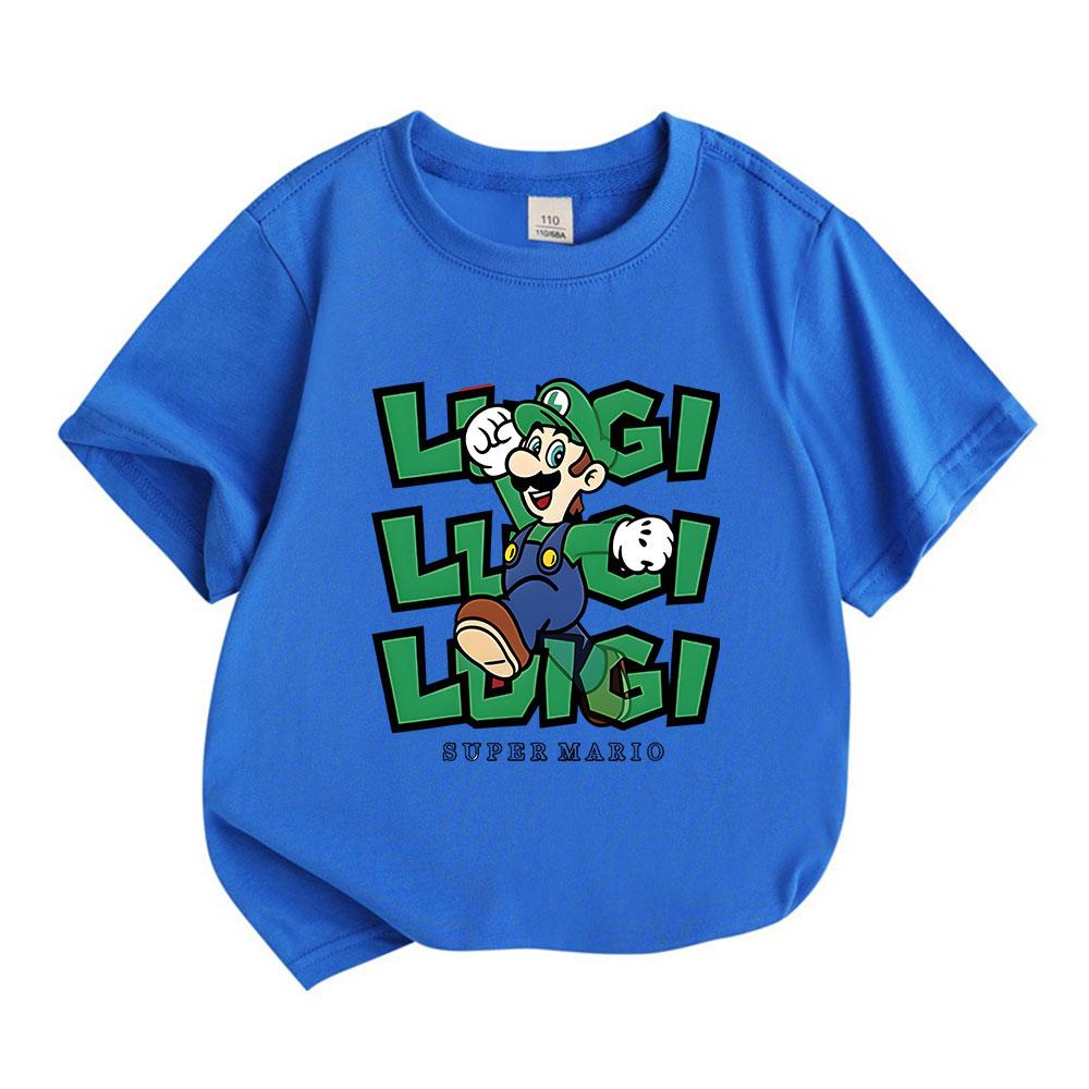 Kids Boys Girls Crew Neck Short Sleeve 100% Cotton T-shirt, Cute Cartoon Character Printed Casual Comfortable Tee for Daily Wear Home Outings, Breatha