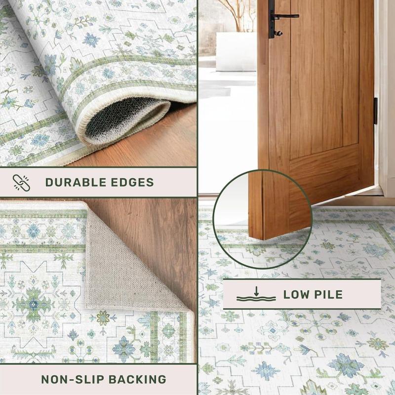 Retro Bohemian Living Room Carpet Foldable Machine Washable Sofa Coffee Table Non-slip Floor Mat Home Bedroom Bedside Soft Rug