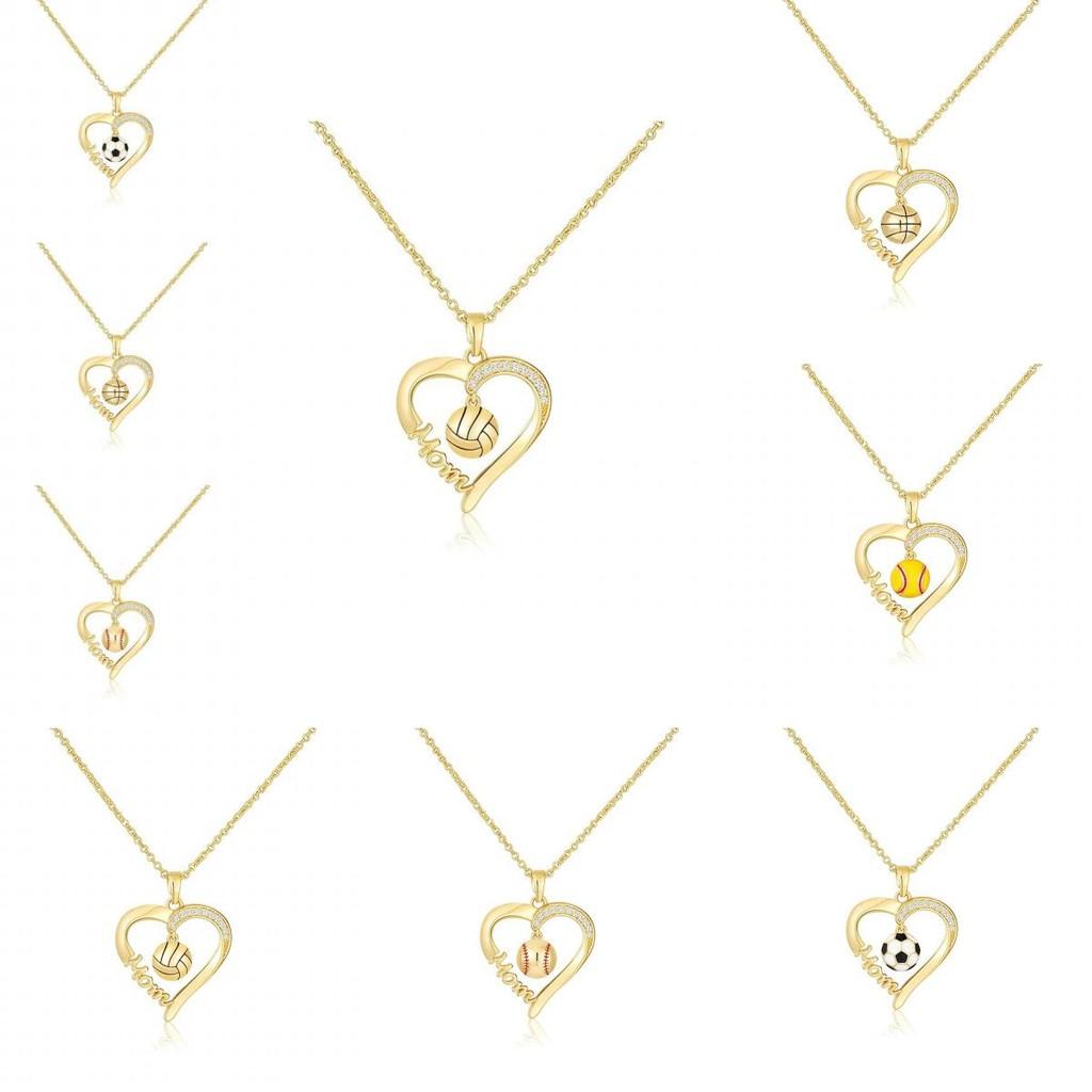 Soccer Necklace Heart Shape Jewelry For Mothers Day Gift Women Fashion