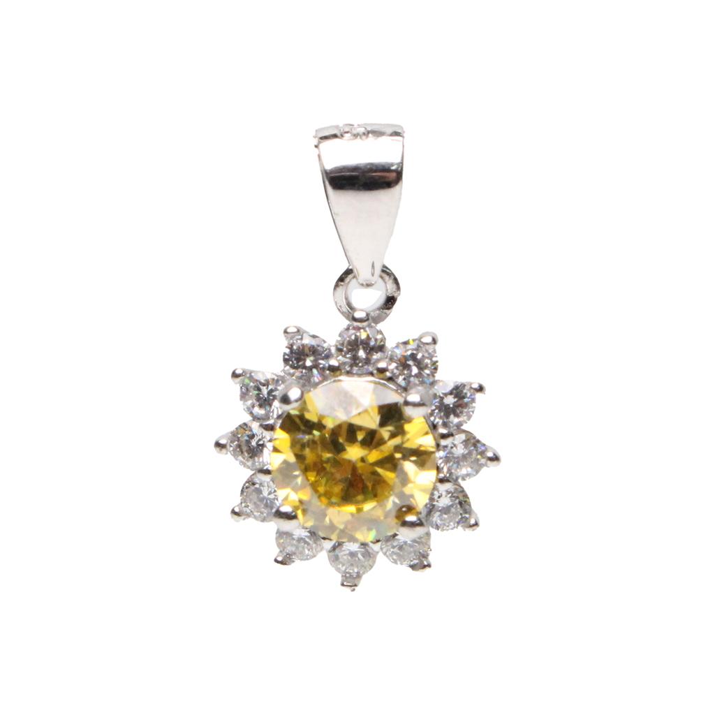 Bien Vetu Yellow Moissanite Pendant 1 Carat Floral 4001