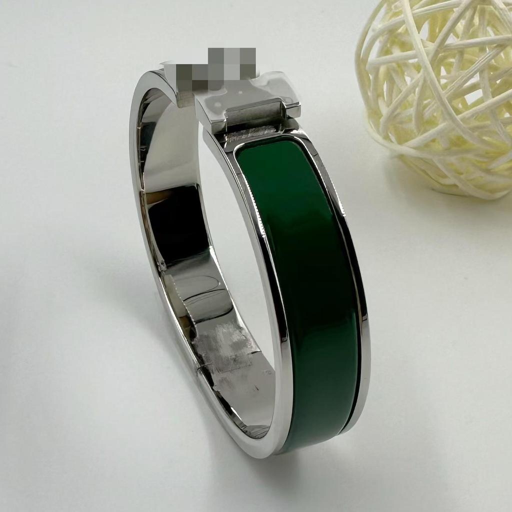 H Letter 12MM Enamel Titanium Steel Bracelet - European & American Fashion Bangle