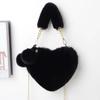 Faux Fur Heart-shaped Women Small Handbags Fluffy Plush Ladies Chain Shoulder Bag Female Furry Daily Clutch Purse
