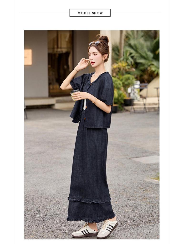 2025 Sommer Damen Stilvolles Zweiteiliges Langes Kleid Set - Trendig und Elegant