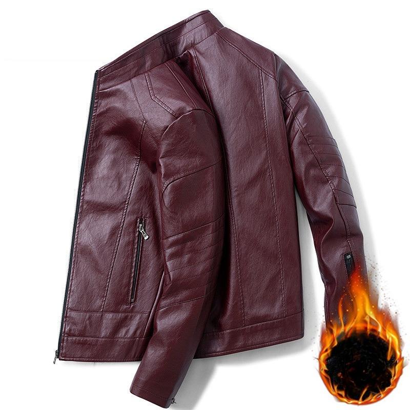 Leather Jacket Men's Spring, Autumn and Winter Plus Velvet Thickened Korean Style Trendy Business Casual Men's Leather Jacket Top