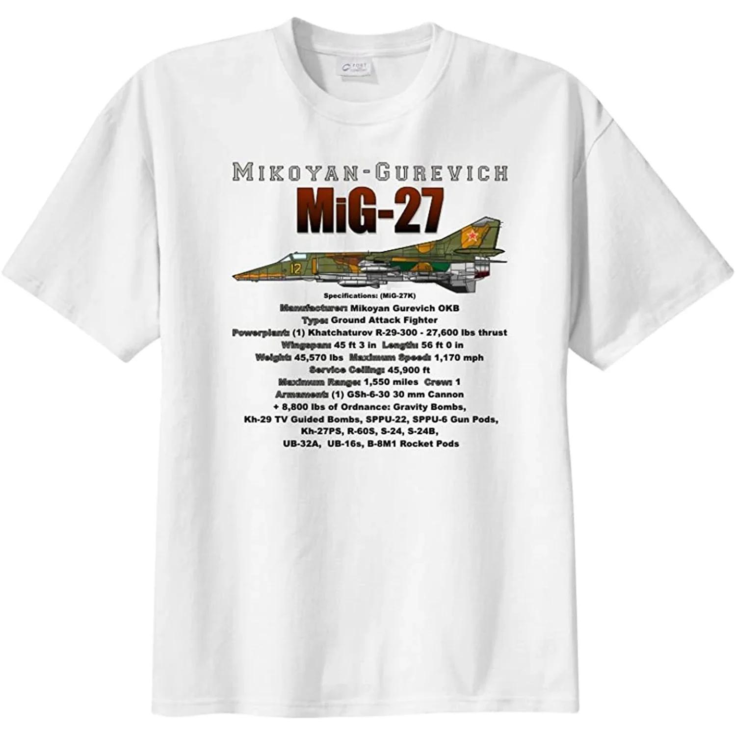 

Soviet Russian MiG27 Flogger Groundattack Aircraft TShirt 100 Cotton ONeck Short Sleeve Summer Casual Mens Tshirt S
