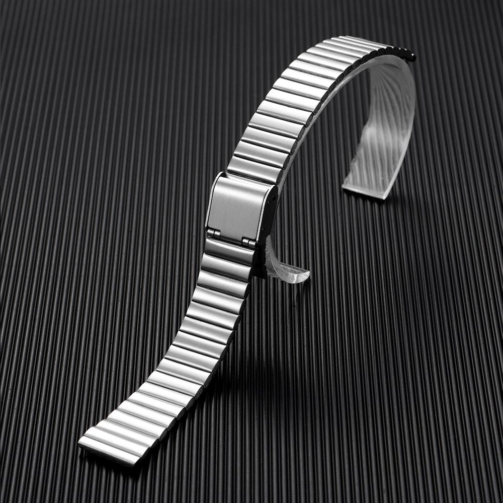 

10мм 12мм 14мм 16мм 18мм 20мм для Casio Браслет для часов из нержавеющей стали Ультратонкий металлический браслет Универсальный ремешок для часов для мужчин и женщин 12mm серебряный