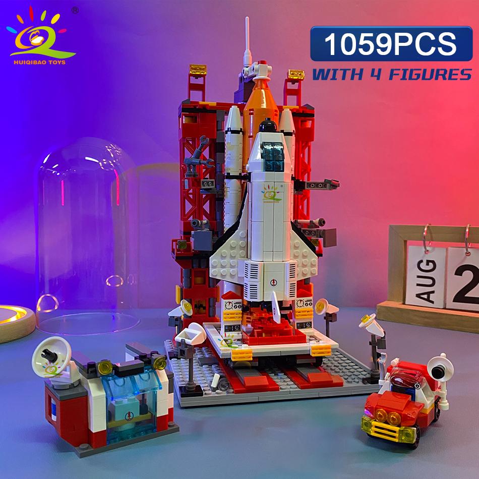 Aviation Spaceport Model Space Shuttle Rocket Launch Center Construction Building Blocks MOC Spaceship Kids Bricks Toy