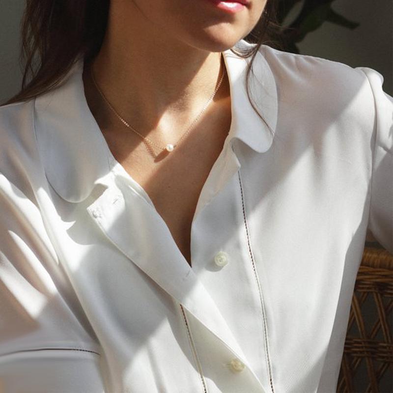 LSOOYH Round Natural Freshwater Pearl Necklace Classic Pendant For Women Girl Pearl Choker Necklace