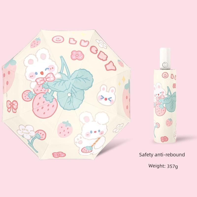 Safety Anti-Rebound Children's Sun Umbrella for Girls and Boys, Suitable for Elementary School Students, Dual-Use Sun and Rain Umbrella with Sun