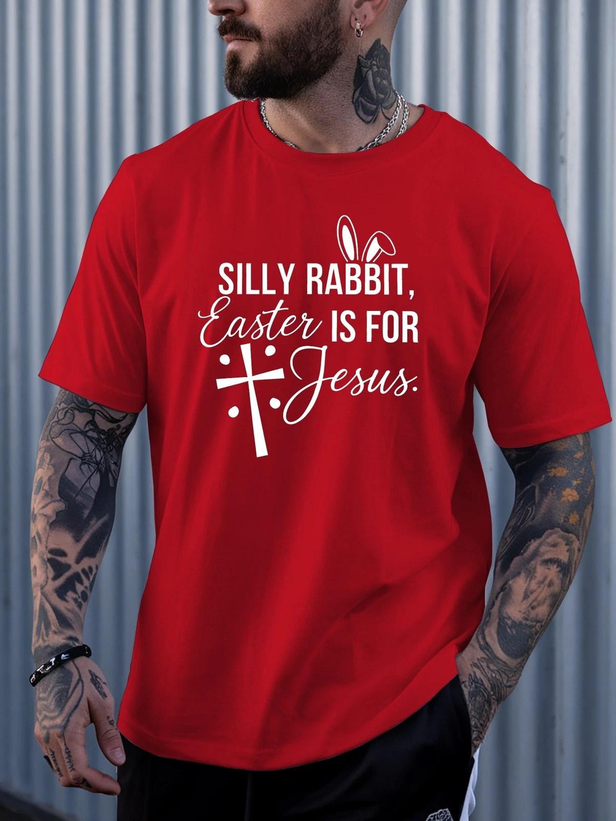 Silly Rabbit Easter Is for Jesus Christian Bunny Graphic T-Shirt Easter Tee Unisex T-Shirt L