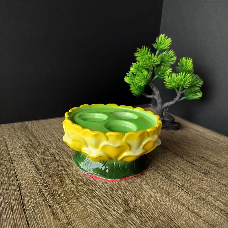 1PCS Ceramic Lotus Samsung Lamp Holder Household Candle Holder Lamp Disc Three Hole Lamp Holder