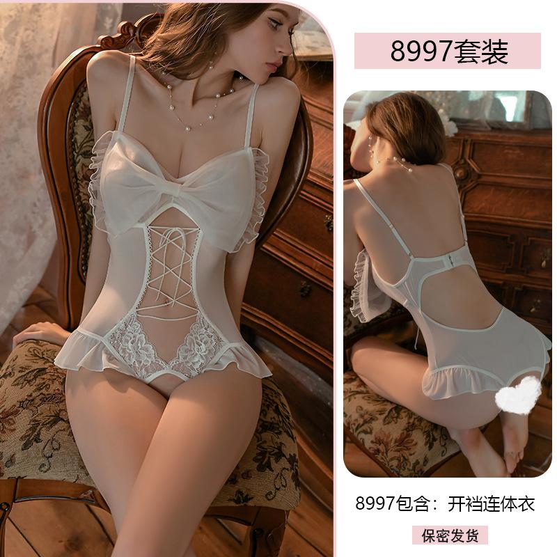 Sexy lingerie sexy jumpsuit women's small chest perspective uniform temptation to take off