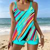 Women's Swimwear Tankini 2 Piece Swimsuit  Seaside  Print Vacation Bathing Suits