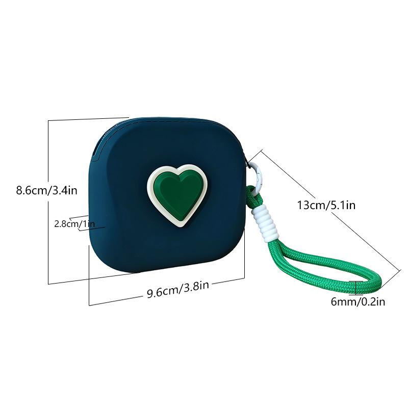 Love Heart Storage Bag Silicone Coin Purse Wallet With Weaving Lanyard Portable Data Cable Earphone Organizer Key Pouch