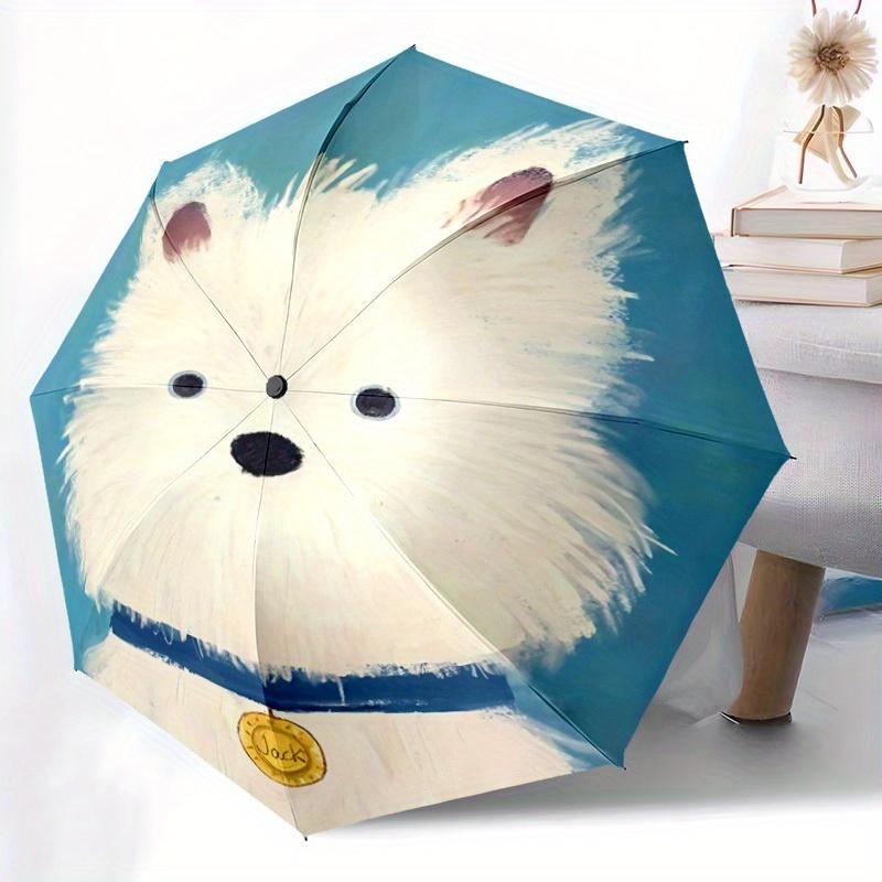 1pc Puppy Pet Auto Cute Umbrella   Auto Open/Close Folding Umbrella with  8 Rib Frame, 3 Fold Compact Umbrella for Men & Women, 79