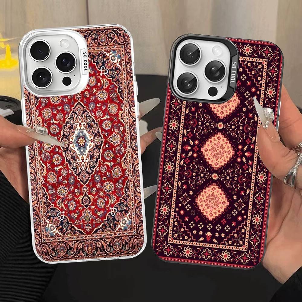 Persian Carpet Floral Pattern Phone Case For IPhone 17 16 15 14 13 12 11 Pro Max Plus Pro Colorful Shell