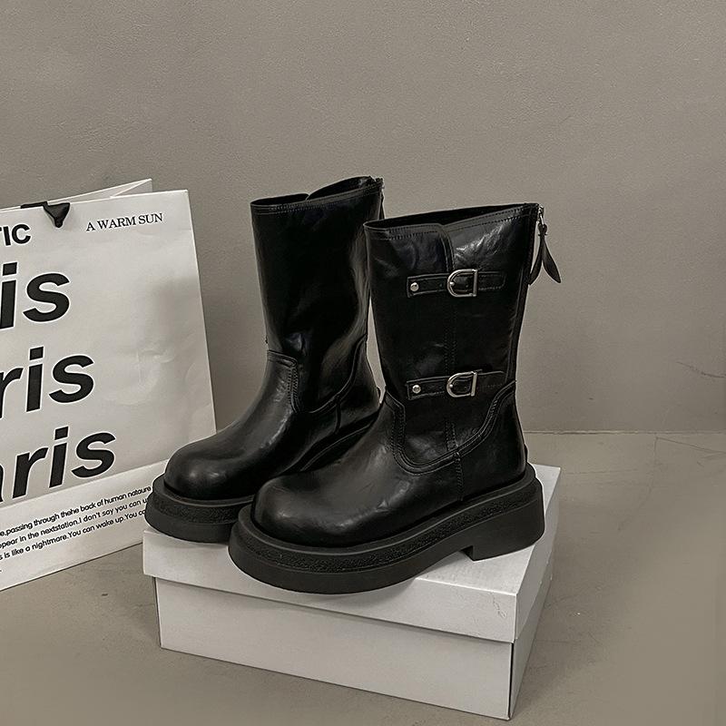 

Thick-soled Merard foreign-style short boots women s 2025 autumn and winter new British style boots women s long boots brown Martin boots 40